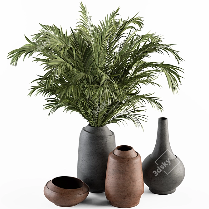 Elegant Vase Plant Decor Set 3D model image 1