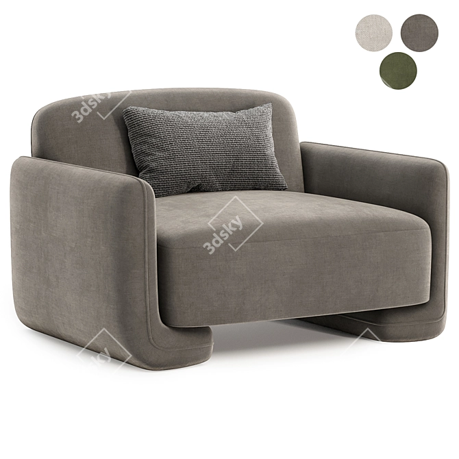 Bouclé Armchair Balzac Paris 3D model image 2