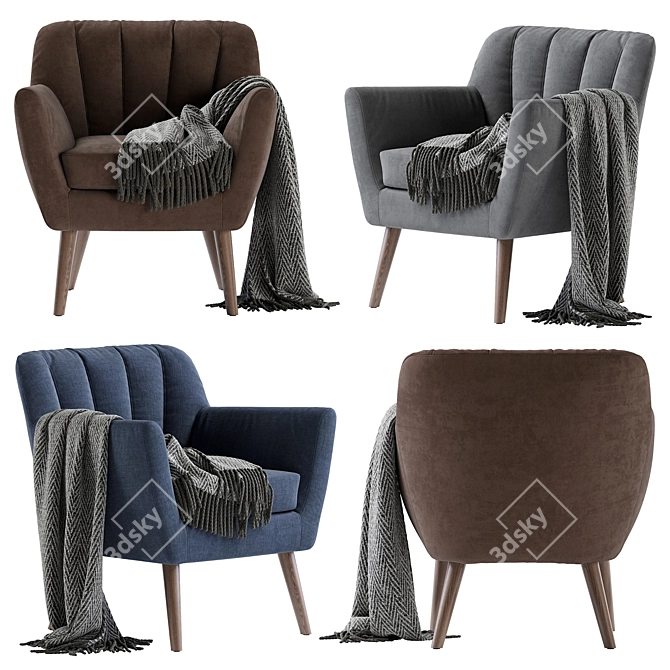 Mid Century Modern Club Chair 3D model image 2