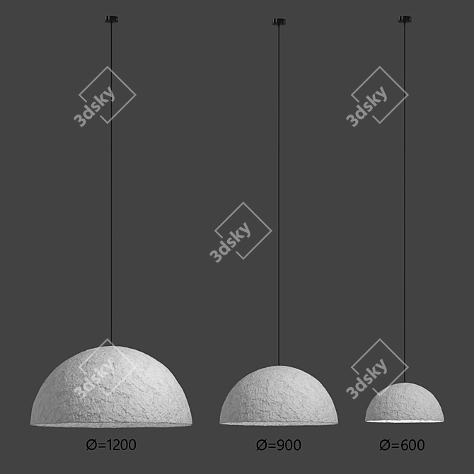 Sustainable Half-Sphere Pendant Light 3D model image 2