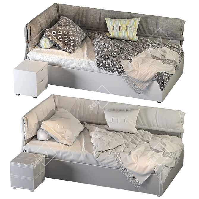 IKEA_BLAKULLEN Corner Headboard Bed Frame 3D model image 2