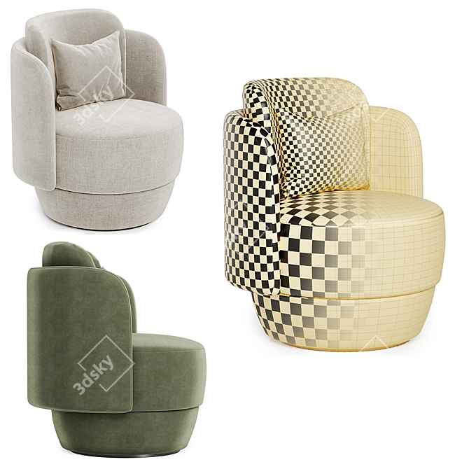 Boucle Nest Armchair, Stylish Colors 3D model image 4