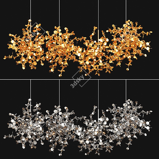 Elegant Oval Metal Chandelier Terzani 3D model image 1