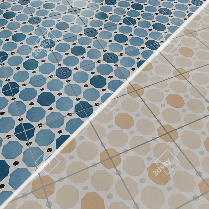 Deco City Square Sapphire Patchwork 3D model image 1