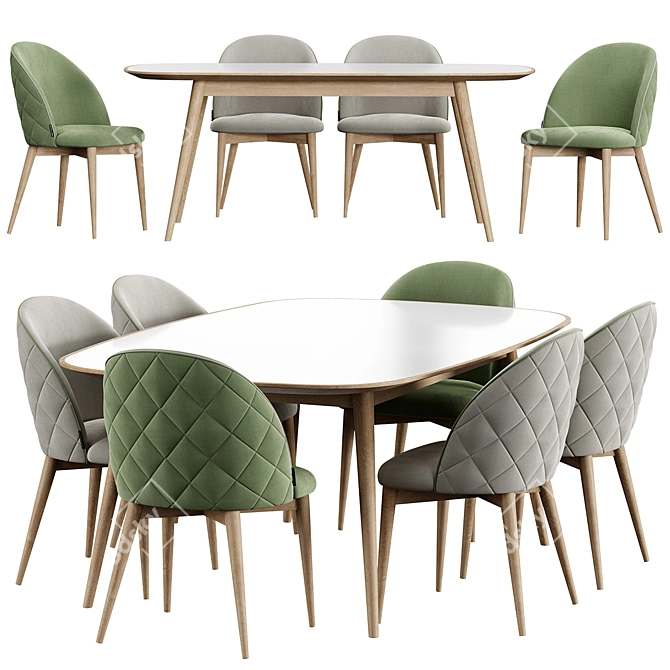 Modern HER 042 G Chair & Table 3D model image 1