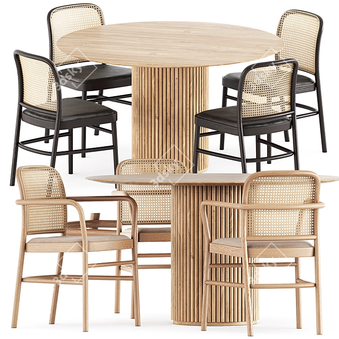 Timeless Bent Chairs and Royal Table 3D model image 1