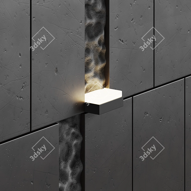 Modern Stone and Metal Wall Panel 3D model image 3