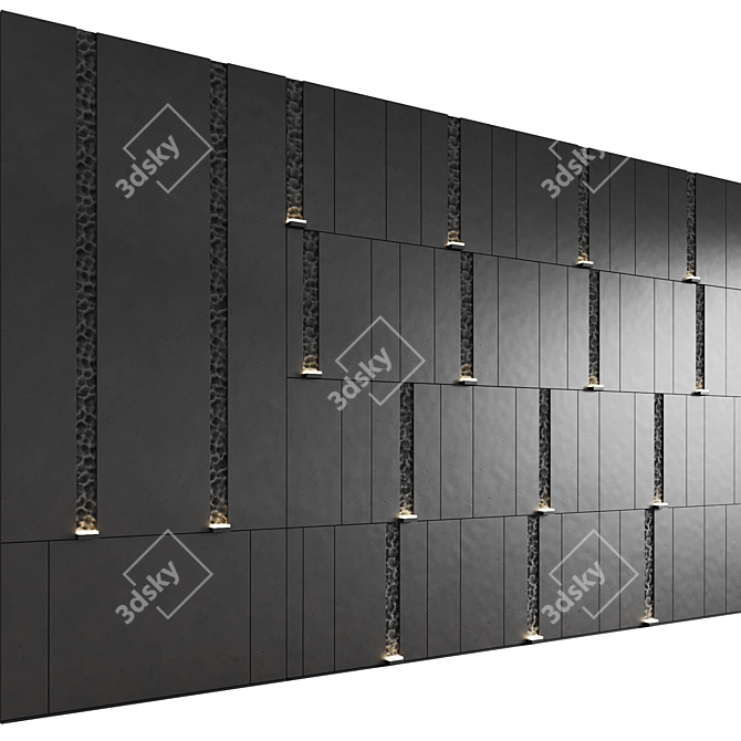 Modern Stone and Metal Wall Panel 3D model image 5