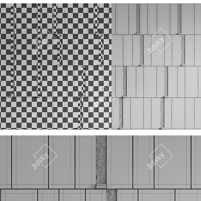 Modern Stone and Metal Wall Panel 3D model image 6