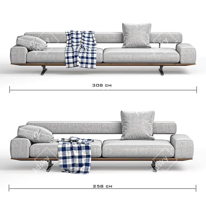 Flexform Wing 2-Seater Sofa 3D model image 3