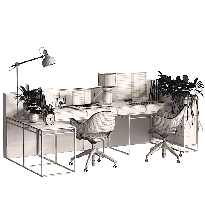 Modern Home Office Work Desk 3D model image 9