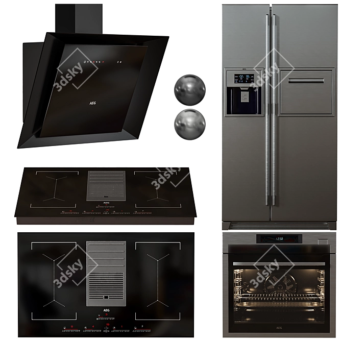 Complete AEG Kitchen Appliance Set 3D model image 1