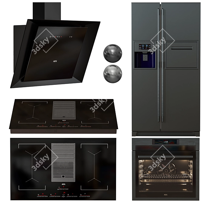 Complete AEG Kitchen Appliance Set 3D model image 2