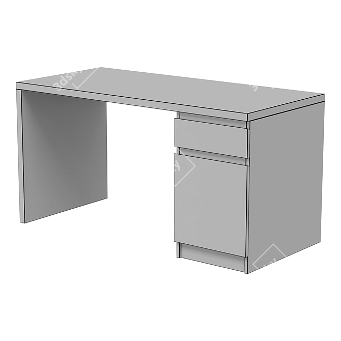 IKEA MALM Writing Desk Black-Brown 3D model image 6