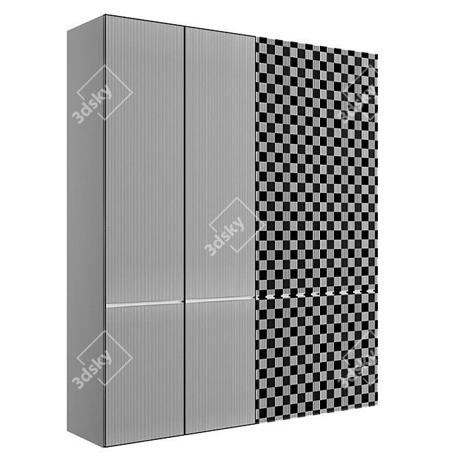 Sleek Wardrobe with Lighting 3D model image 4