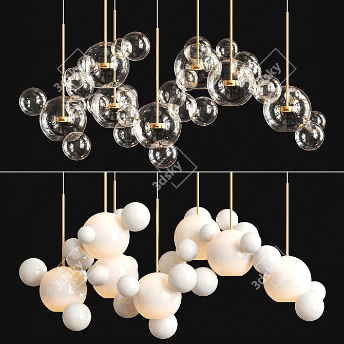 Italian Design Bolle Chandelier Glass 3D model image 1