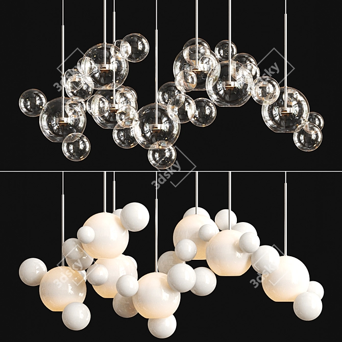 Italian Design Bolle Chandelier Glass 3D model image 2