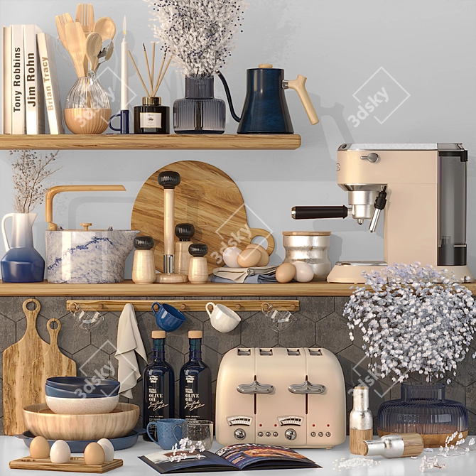 Modern Kitchen Accessories Set, 3D 3D model image 1