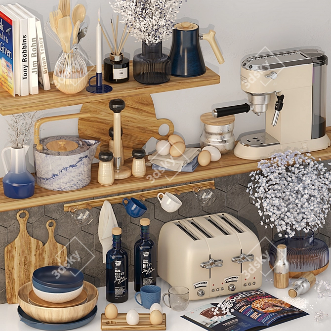 Modern Kitchen Accessories Set, 3D 3D model image 4