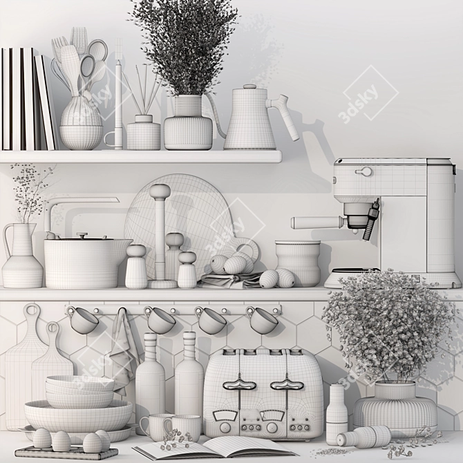 Modern Kitchen Accessories Set, 3D 3D model image 6