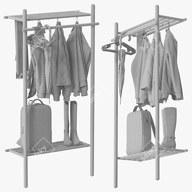 Milford Oak Hall Cabinet Model 3D model image 5