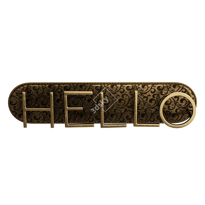 Floral Brass Hook Rack 3D model image 3
