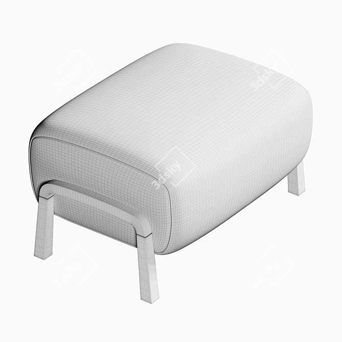 Modern Upholstered Fabric Footstool 3D model image 4