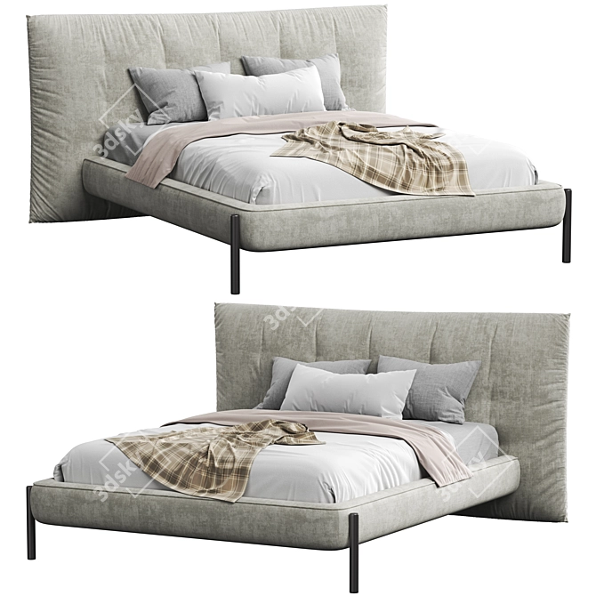 Elegant Minimalist Tufte Bed 3D model image 1