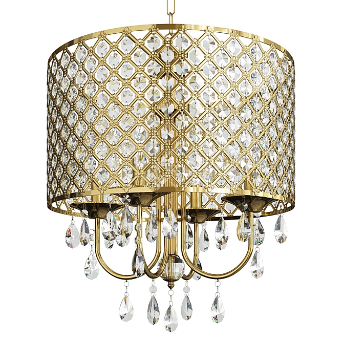 Elegant Gold Crystal Chandelier 3D model image 1