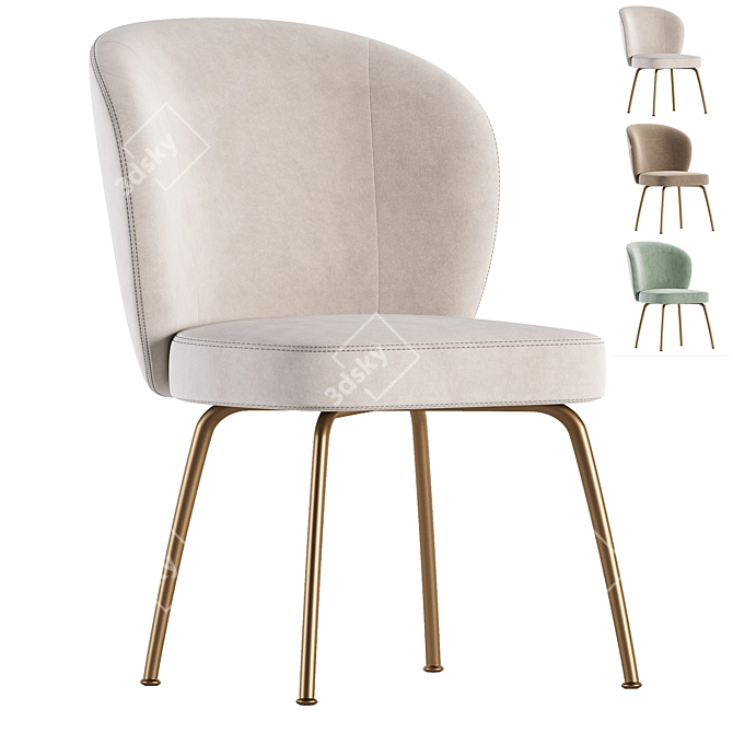 Modern Upholstered Dining Chair Set 3D model image 1