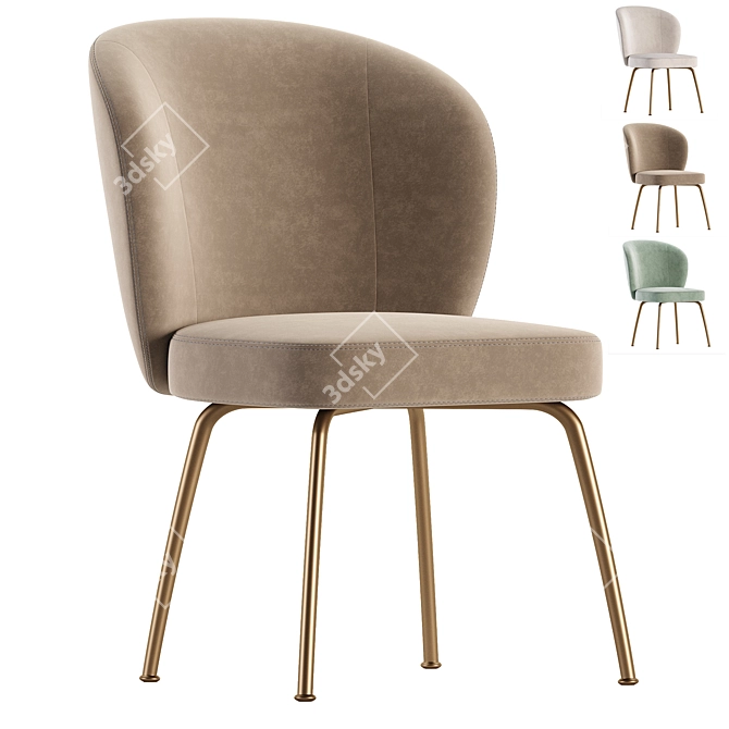 Modern Upholstered Dining Chair Set 3D model image 2