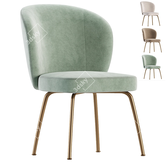 Modern Upholstered Dining Chair Set 3D model image 3