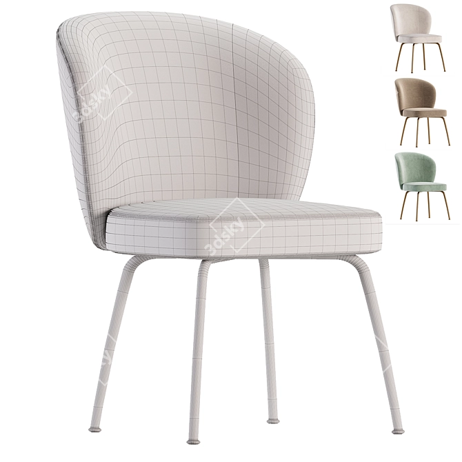 Modern Upholstered Dining Chair Set 3D model image 4