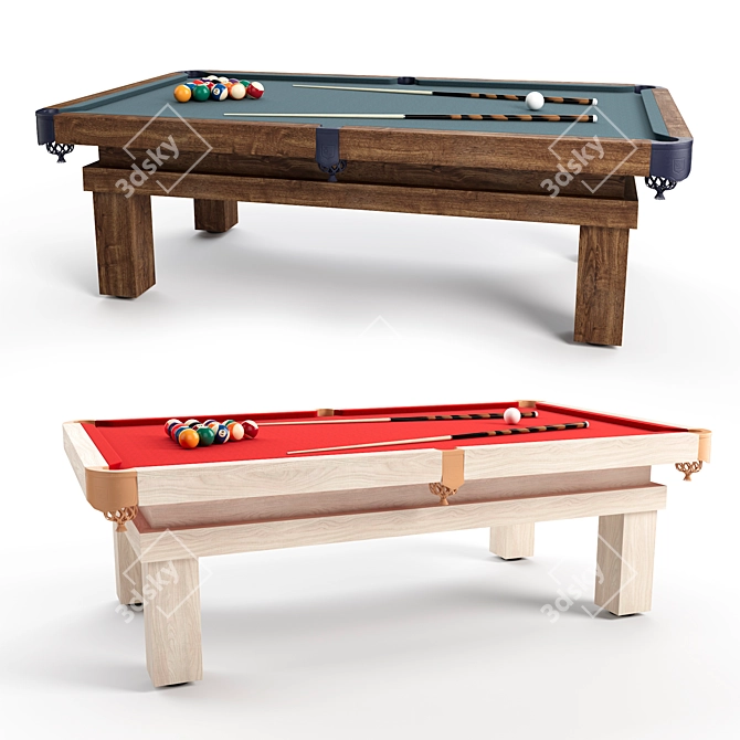 Rustic Pool Table 3D Model 3D model image 1