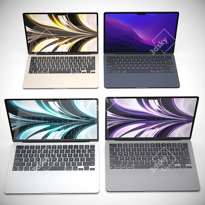 2022 MacBook Air HomePods All Colors 3D model image 2