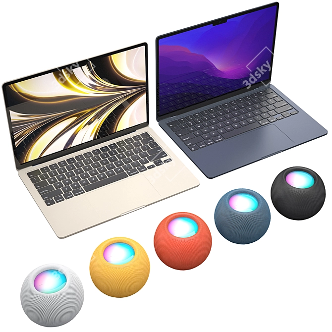 2022 MacBook Air HomePods All Colors 3D model image 6