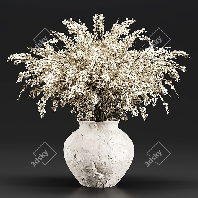 Concrete Vase Branch Bouquet Decor 3D model image 3
