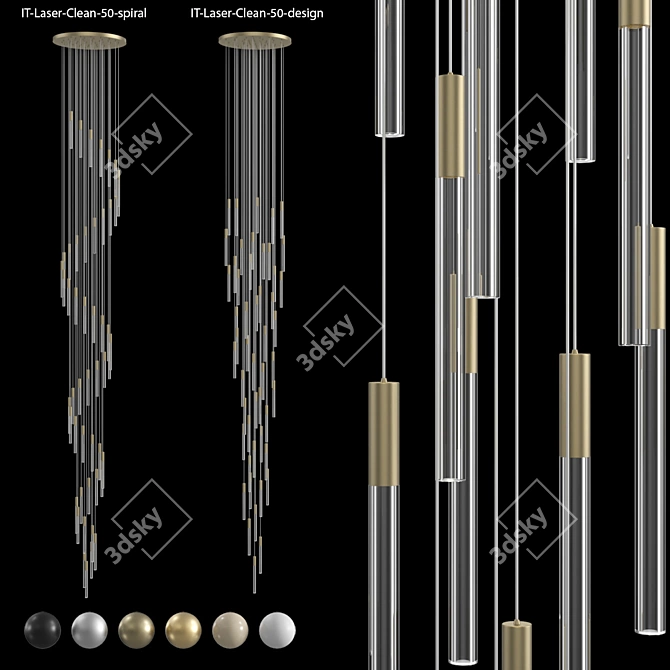 Modern Spiral Pendant Light 3D model image 1