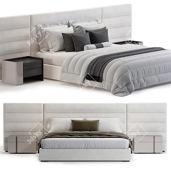 Modern Bed Frame with Mattress 3D model image 4
