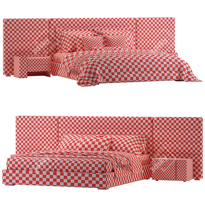 Modern Bed Frame with Mattress 3D model image 5