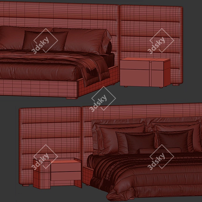 Modern Bed Frame with Mattress 3D model image 6