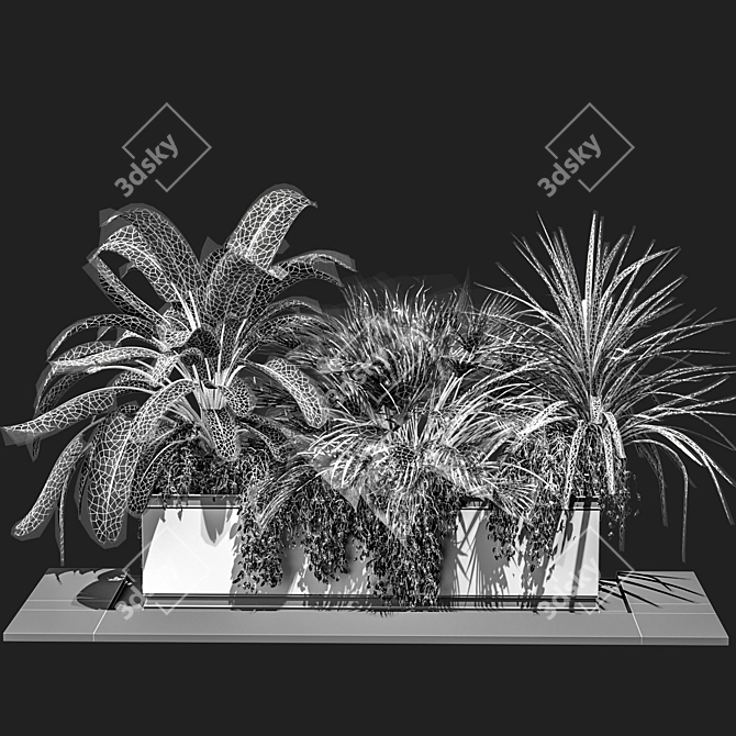 Tropical Plant Concrete Planter V2 3D model image 7