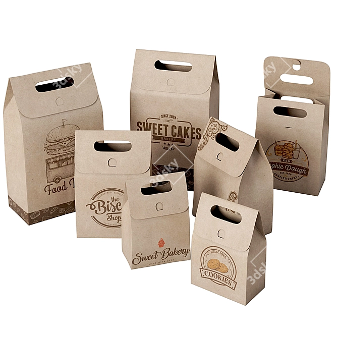 Pack of Paper Bags 3D model image 1