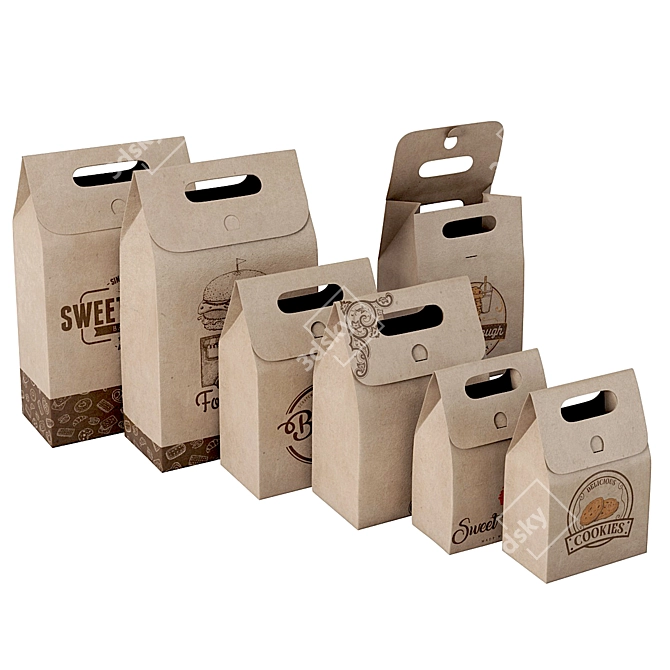 Pack of Paper Bags 3D model image 2