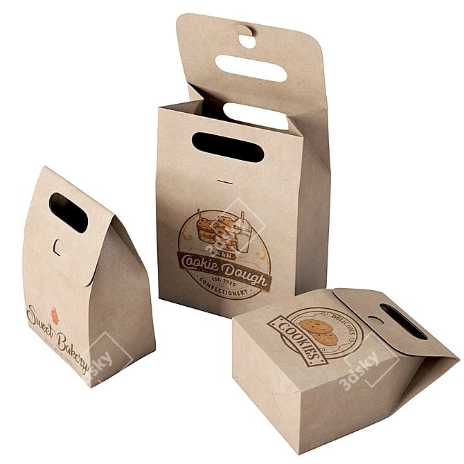 Pack of Paper Bags 3D model image 4