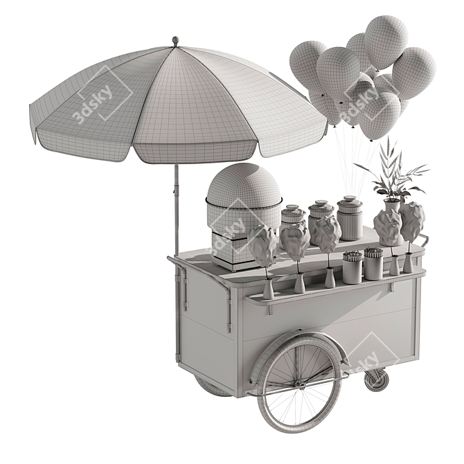 Vintage Cotton Candy Cart Kit 3D model image 5