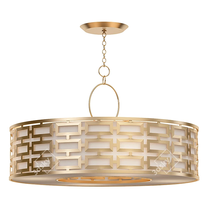 Sleek Copper Carved Pendant Light 3D model image 1