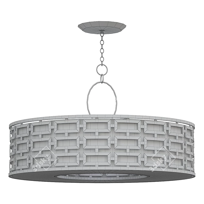 Sleek Copper Carved Pendant Light 3D model image 2