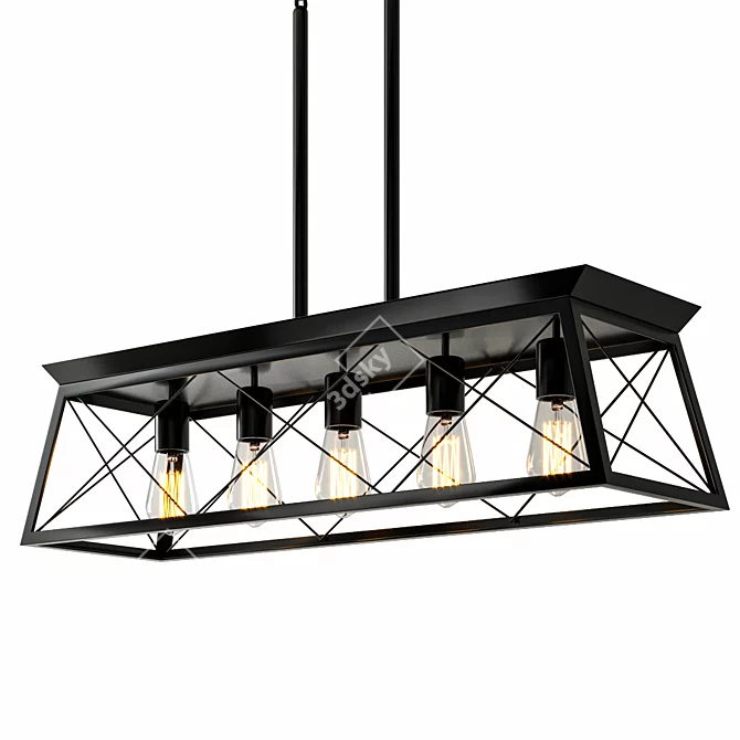 Modern 5-Light Kitchen Pendant 3D model image 2
