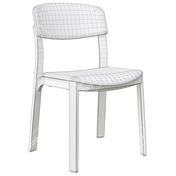 Modern Stackable Wooden Chair Nate 3D model image 3